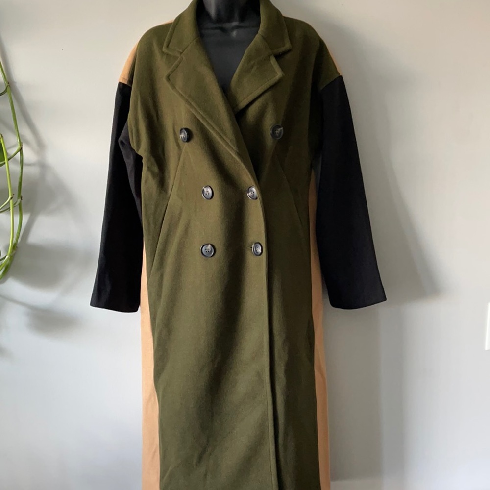 Rehab Lab Color-block Double Breasted Coat